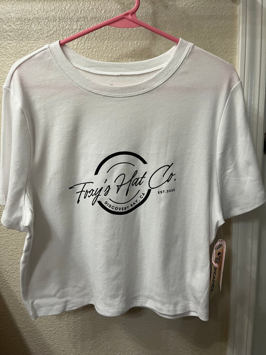 White Logo Crop Top