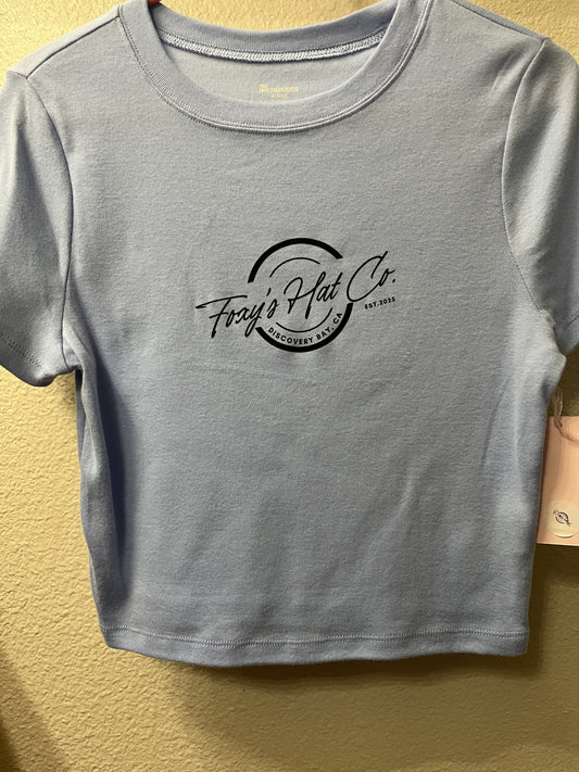 Women's Baby Blue Logo Crop Top
