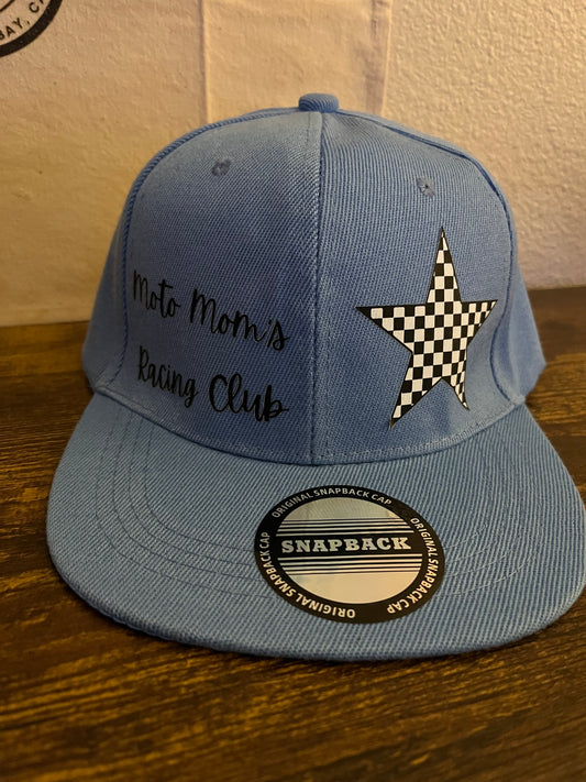 Blue Snap Back Flat Bill Moto Mama's Racing Club Hat