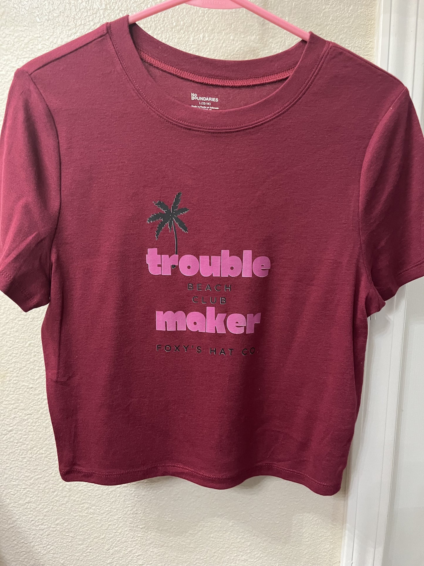 Burgundy Trouble Maker Women's Crop Top
