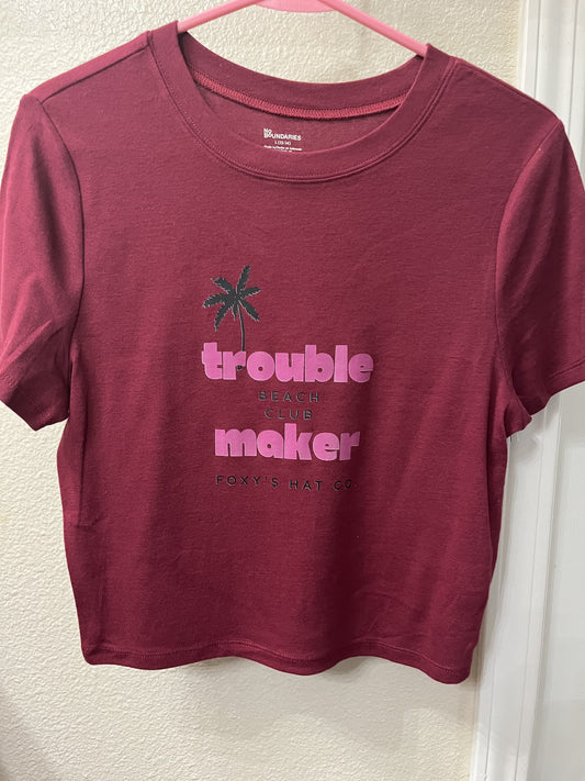 Burgundy Trouble Maker Women's Crop Top
