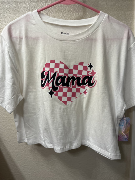 Women's White Mama Crop Top