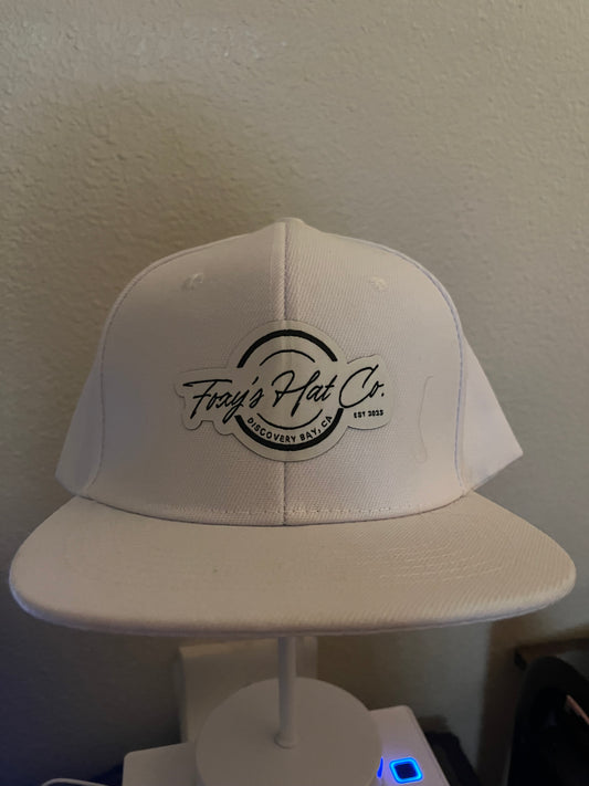 White Snap Back Flat Bill Patch Logo Hat