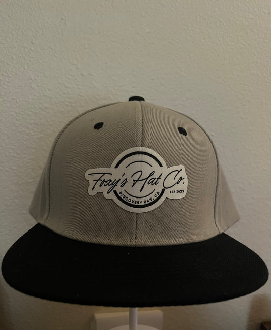 Black & Grey Snap Back Flat Bill Patch Logo Hat
